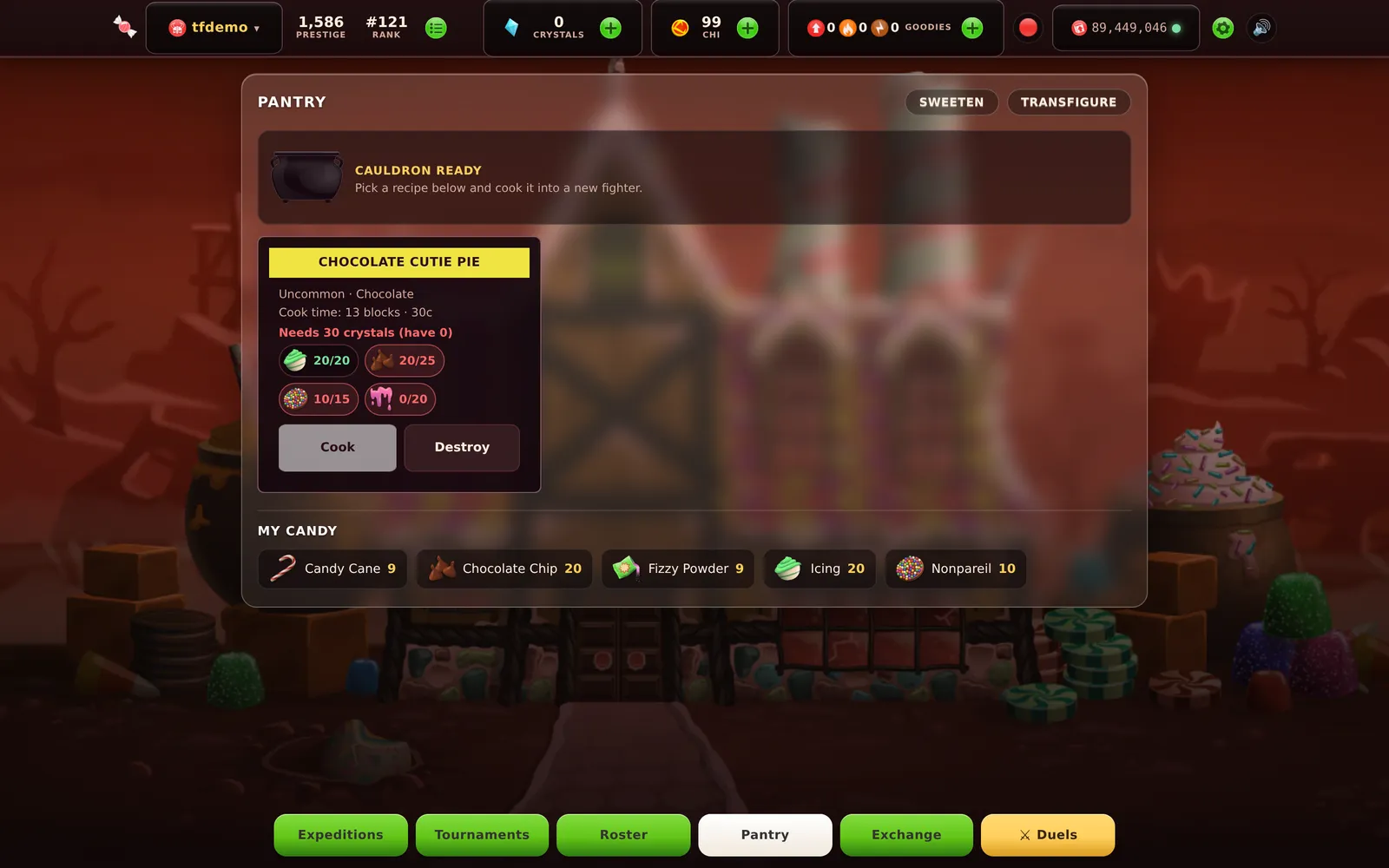 Gather candy and cook new fighters in the cauldron